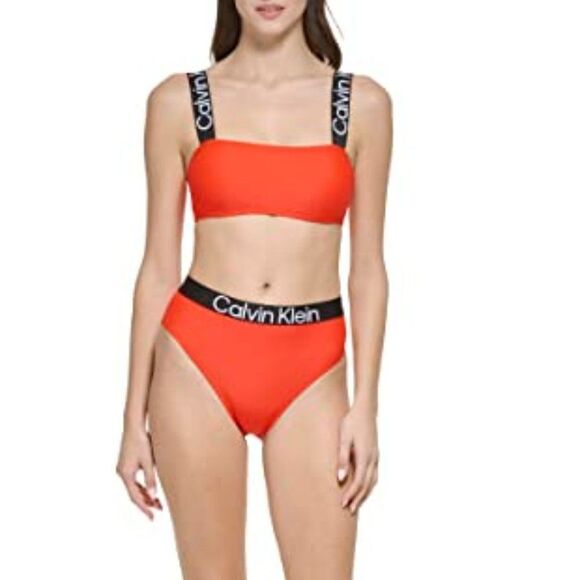 Calvin Klein Women's Logo Elastic Top & Bottom Bikini 2 Piece Set Size Large - Picture 4 of 16